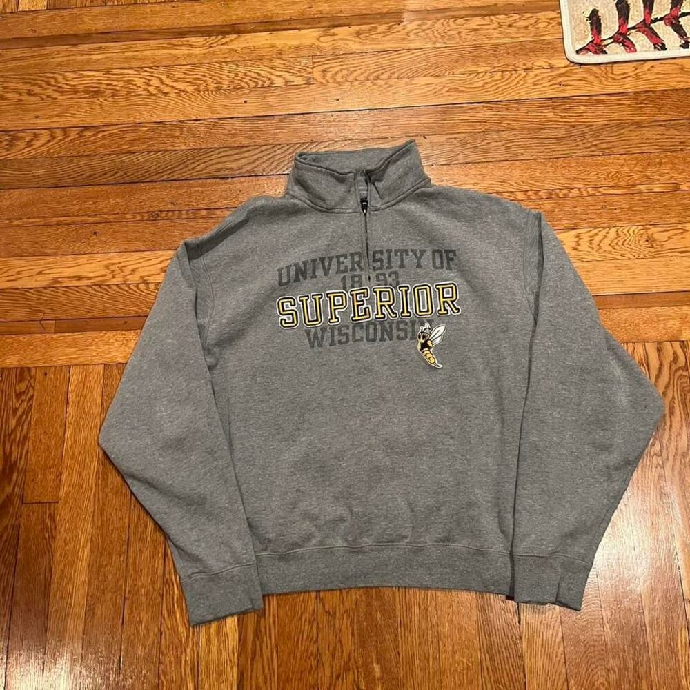 Y2K Jansport university of superior Wisconsin three quarter‎ zip sweatshirt